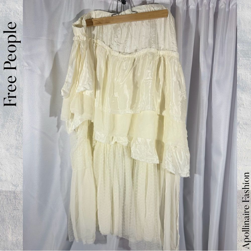 FREE PEOPLE REALITY CHECK TIERED MIDI SKIRT IN IVORY XL NWT - Picture 8 of 10